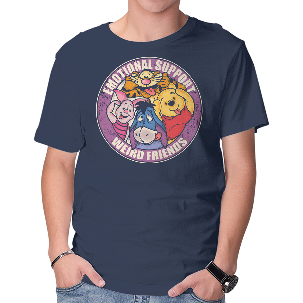 Emotional Support Weird Friends Graphic T-Shirt in navy, product display