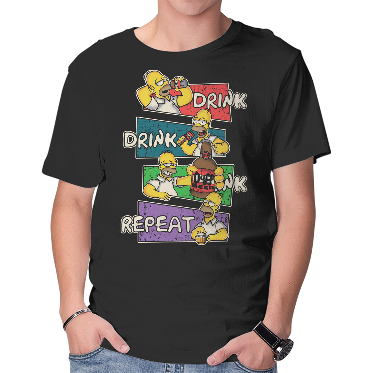 Drink And Repeat – Funny Graphic T-Shirt in black, product display