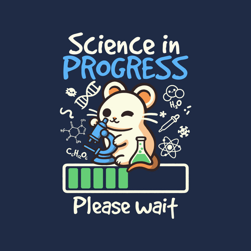 Science In Progress – Animal Graphic T-Shirt design artwork for navy graphic T-shirt