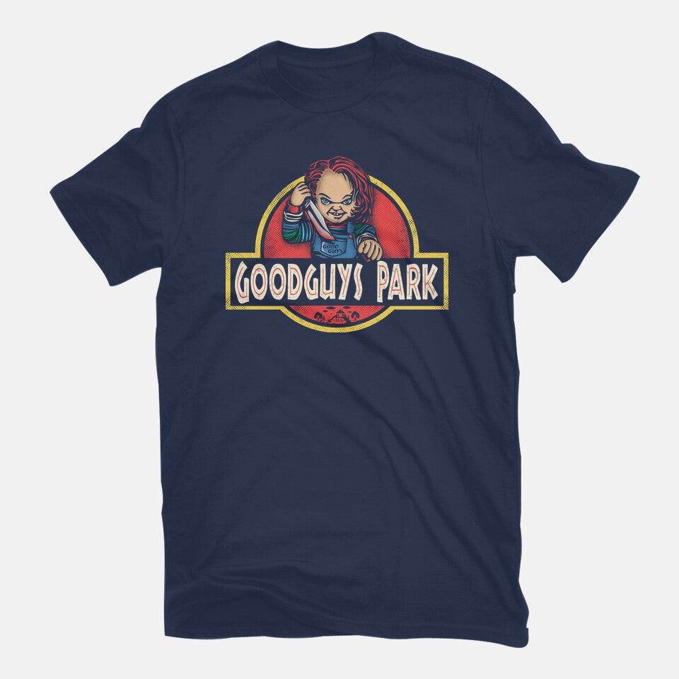 Good Guys Park – Horror Graphic T-Shirt in navy, flat-lay product view