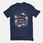 I Am Booked – Cat Graphic T-Shirt in navy, flat-lay product view