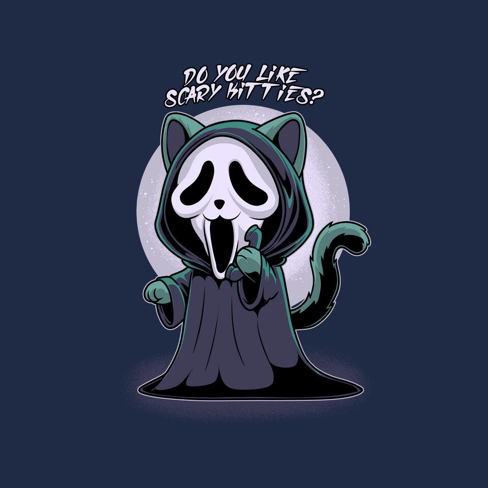 Ghostcat – Cat Graphic T-Shirt design artwork for navy graphic T-shirt