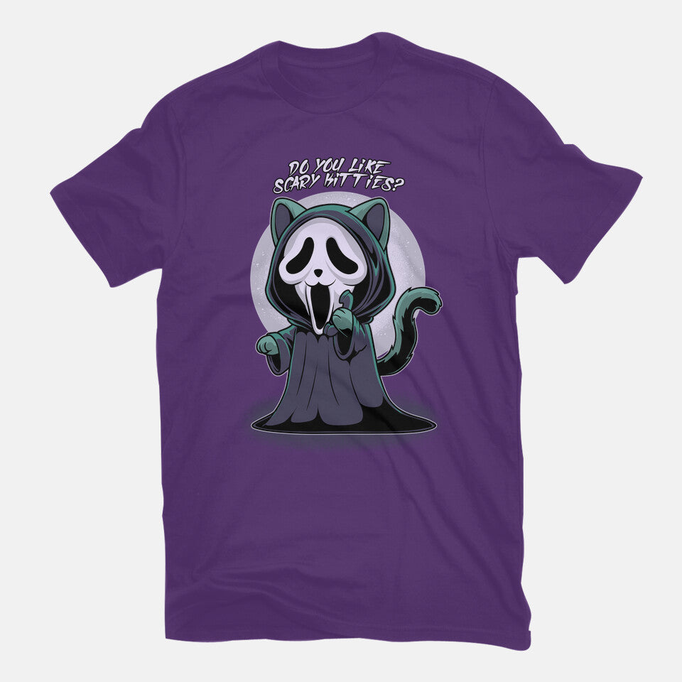 Ghostcat – Cat Graphic T-Shirt in purple, flat-lay product view