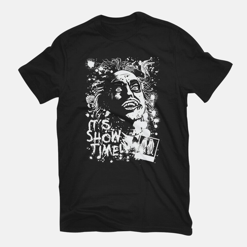 Show Time – Horror Graphic T-Shirt in black, flat-lay product view