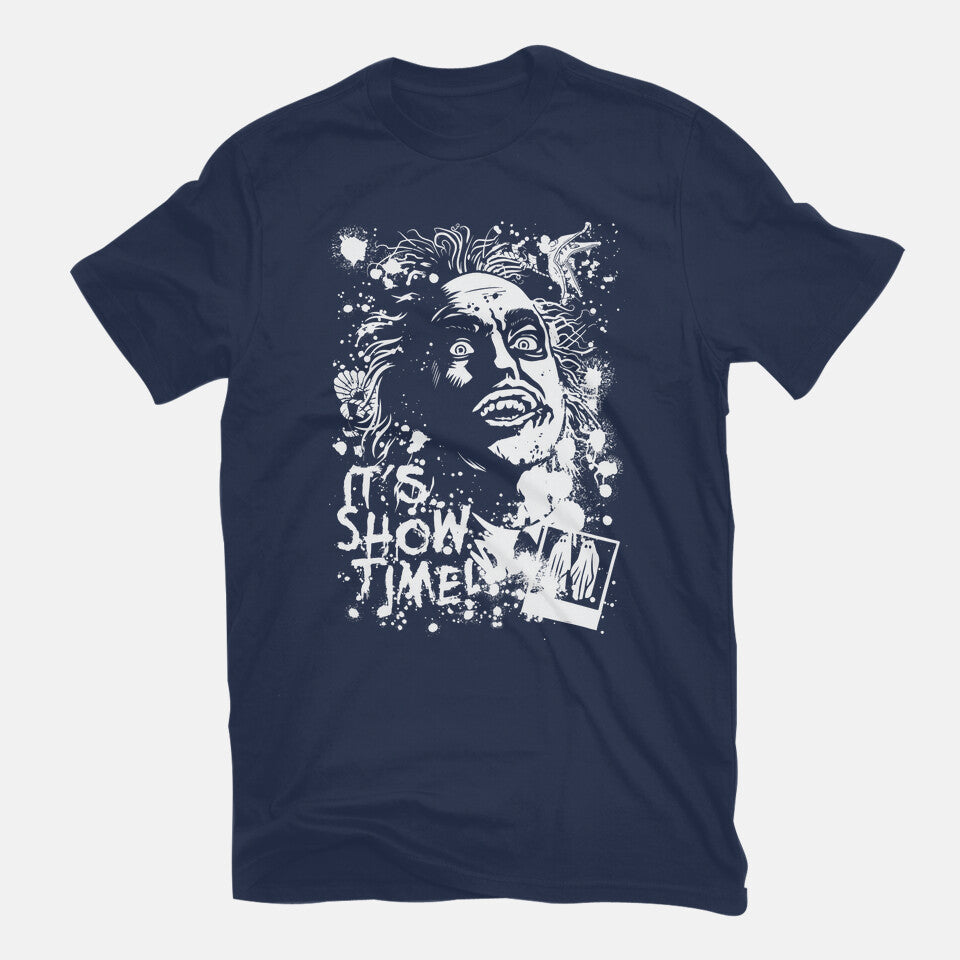 Show Time – Horror Graphic T-Shirt in navy, flat-lay product view