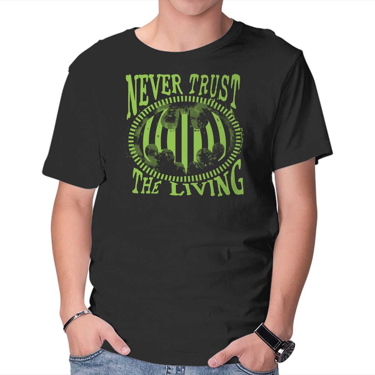 Never Trust The Living Bat – Horror Graphic T-Shirt