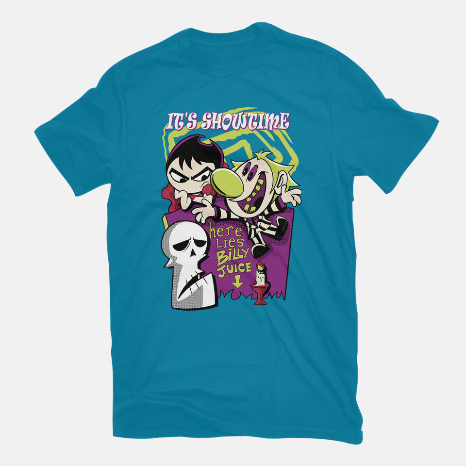 Billyjuice – Halloween Graphic T-Shirt in turquoise, flat-lay product view