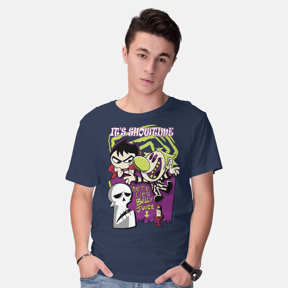 Model wearing navy Billyjuice – Halloween Graphic T-Shirt