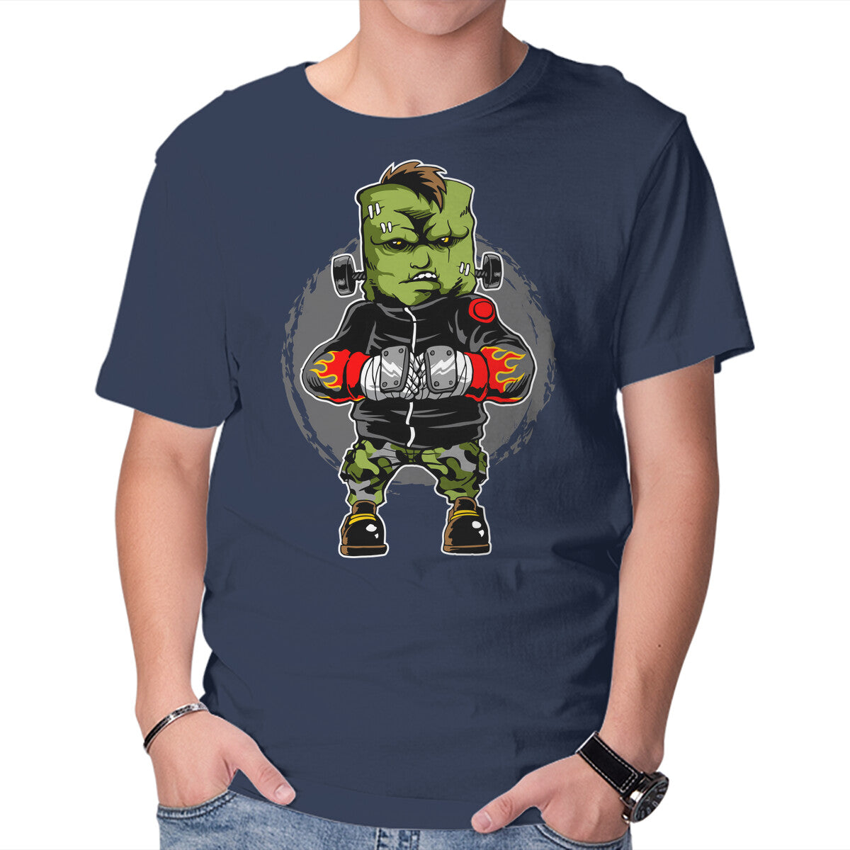 Big Fighter – Horror Graphic T-Shirt in navy, product display
