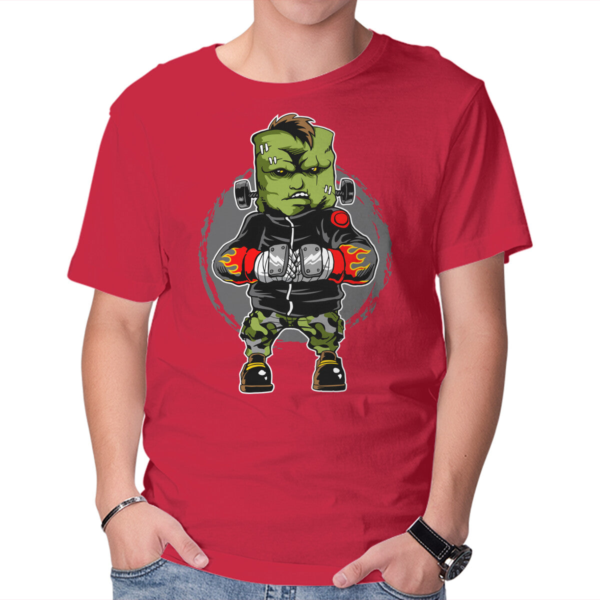 Big Fighter – Horror Graphic T-Shirt in red, product display