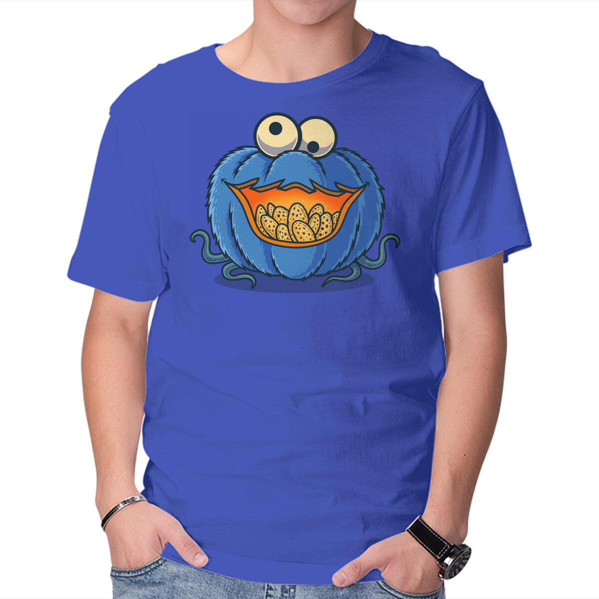 The Pumpkin Monster – Halloween Graphic T-Shirt in royal blue, product display