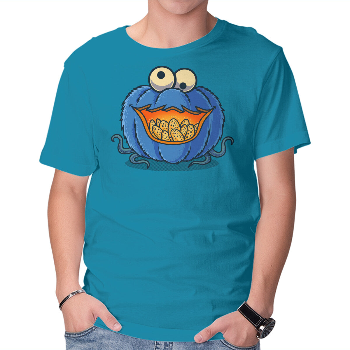 The Pumpkin Monster – Halloween Graphic T-Shirt in turquoise, product display