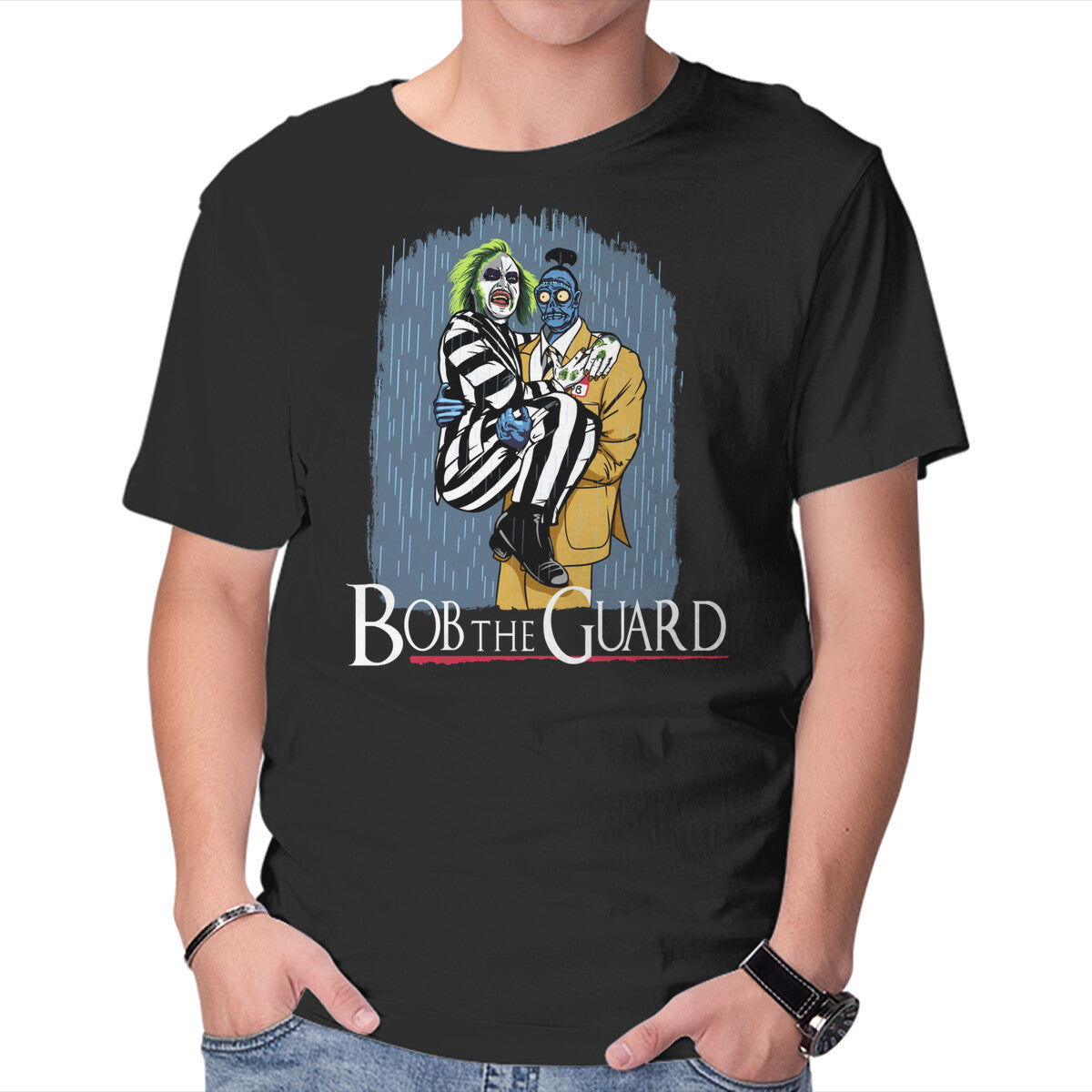 Bob The Guard – Horror Graphic T-Shirt in black, product display