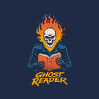 Ghost Reader – Fantasy Graphic T-Shirt design artwork for navy graphic T-shirt
