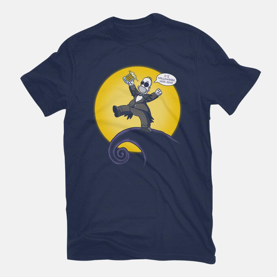 A Nightmare Before Beermas – Halloween Graphic T-Shirt in navy, flat-lay product view
