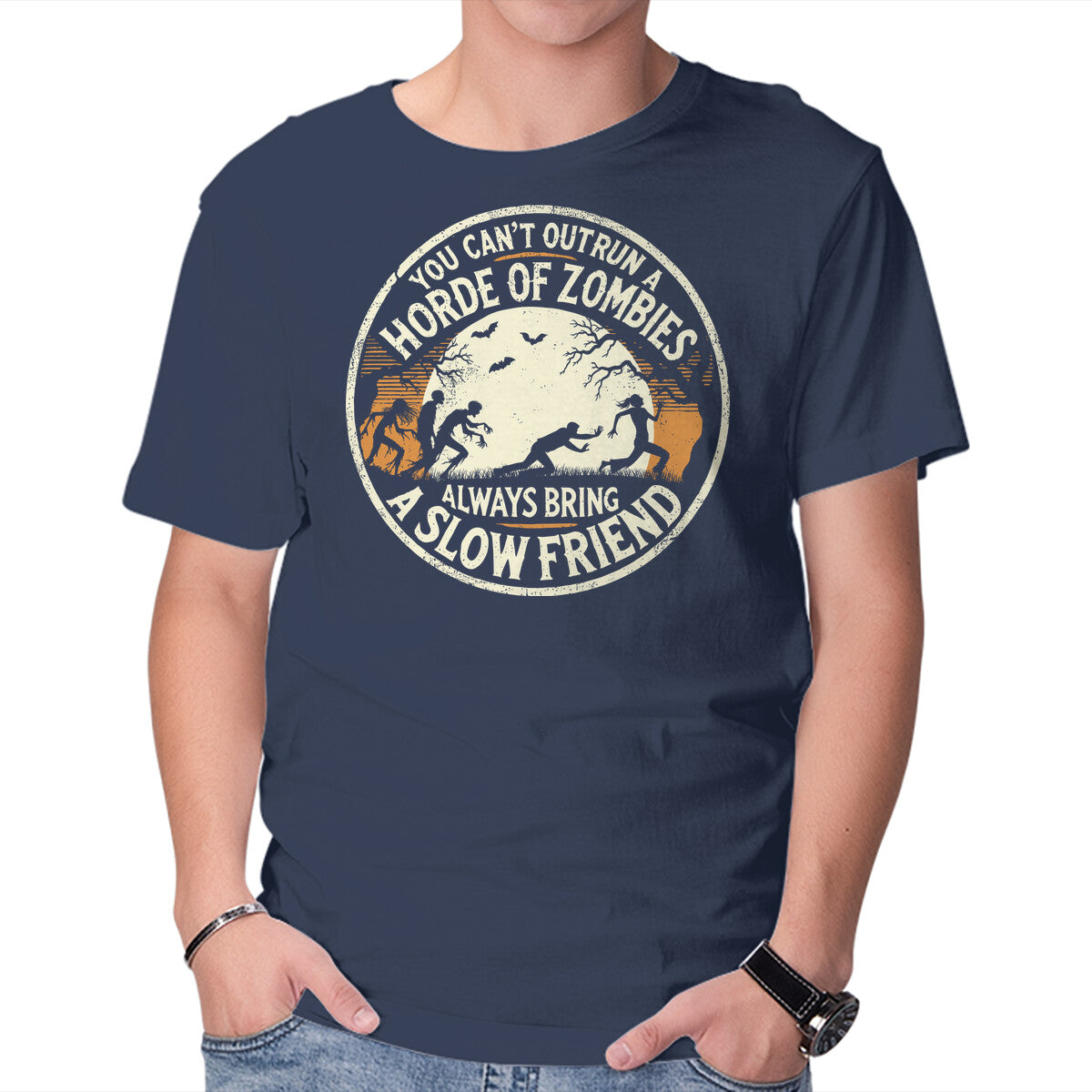 Horde Of Zombies – Halloween Graphic T-Shirt in navy, product display