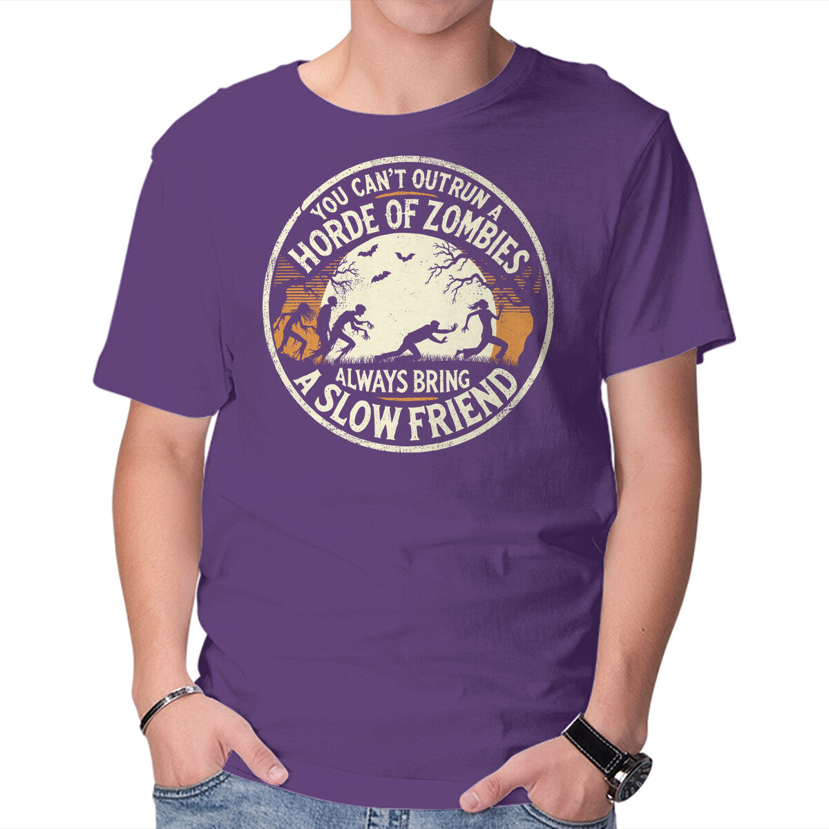 Horde Of Zombies – Halloween Graphic T-Shirt in purple, product display