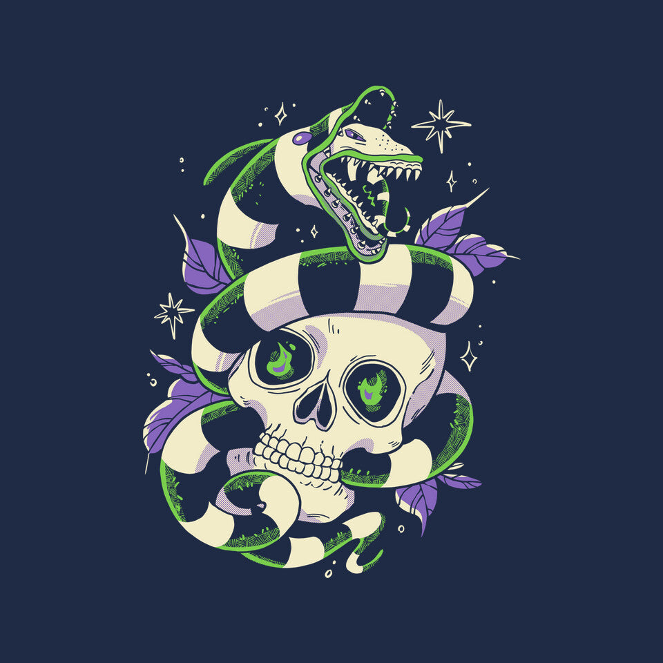 Sand Worm – Horror Graphic T-Shirt design artwork for navy graphic T-shirt