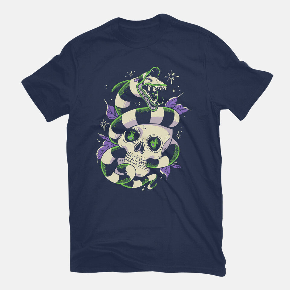 Sand Worm – Horror Graphic T-Shirt in navy, flat-lay product view