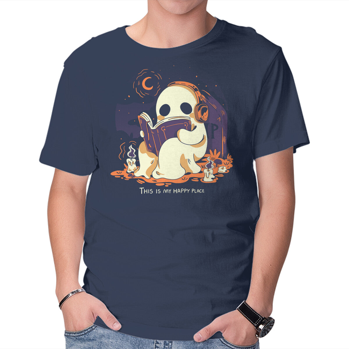 Spooky Place – Halloween Graphic T-Shirt in navy, product display