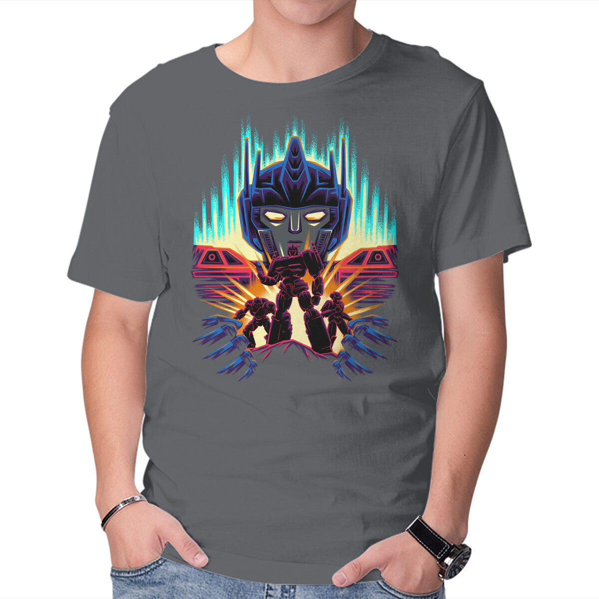 Together As One – Sci-Fi Graphic T-Shirt in charcoal, product display