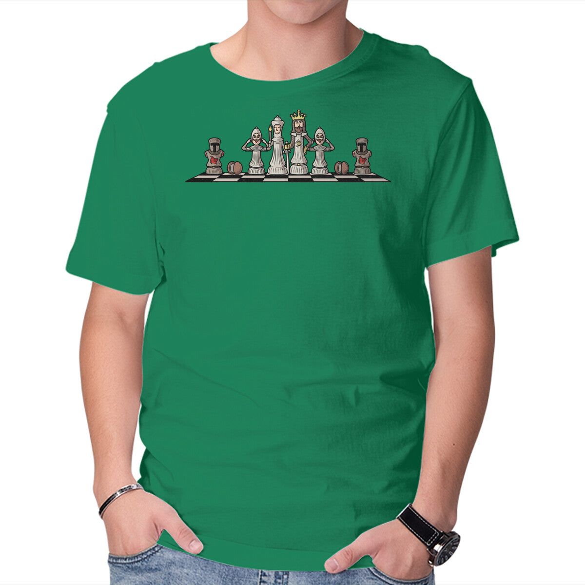 Grail Of Chess – Movie Graphic T-Shirt in green, product display
