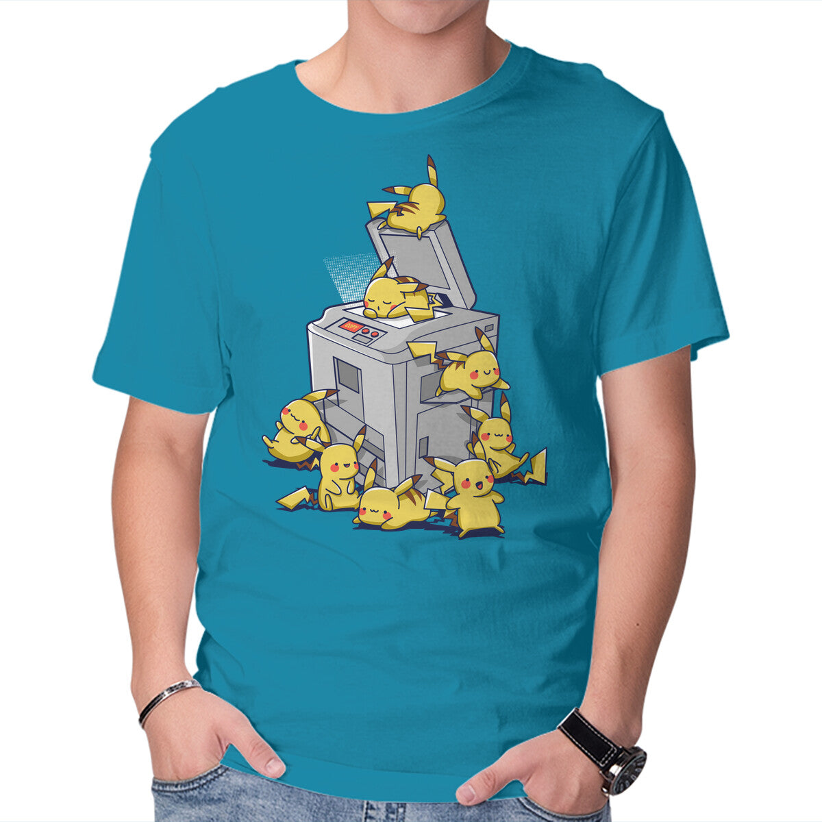 Copykachu – Anime Graphic T-Shirt in turquoise, product display
