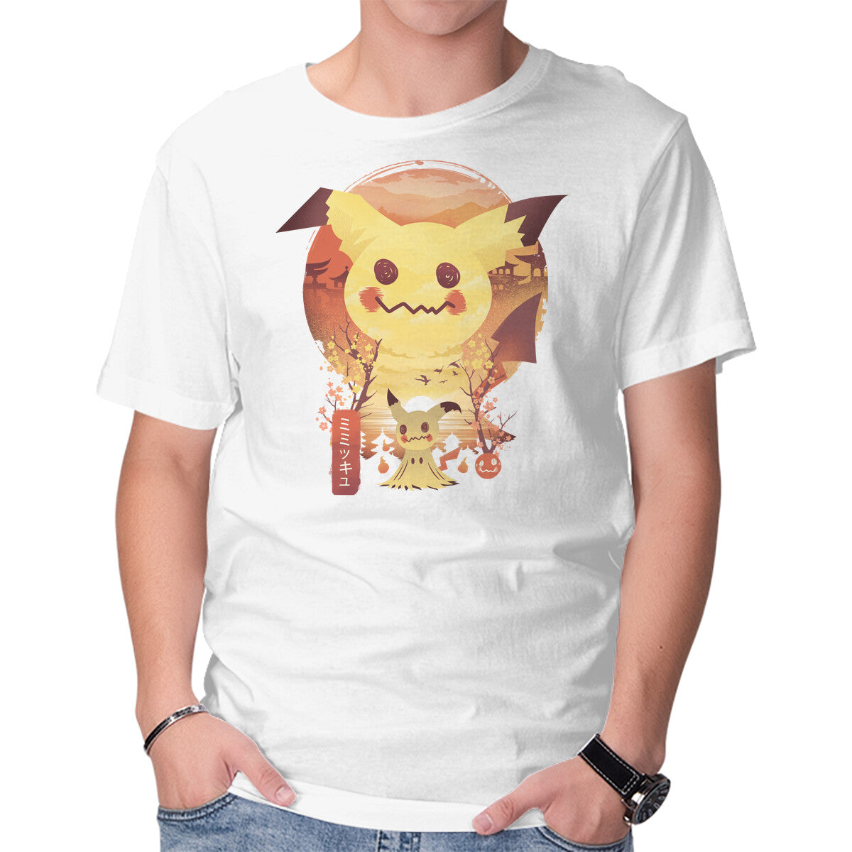 Ukiyo Ghost Type Monster – Anime Graphic T-Shirt in white, product display