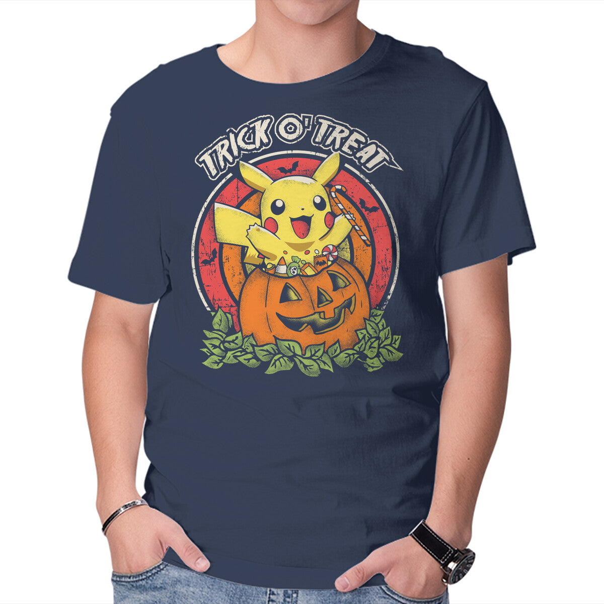 Trick O Treat – Anime Graphic T-Shirt in navy, product display