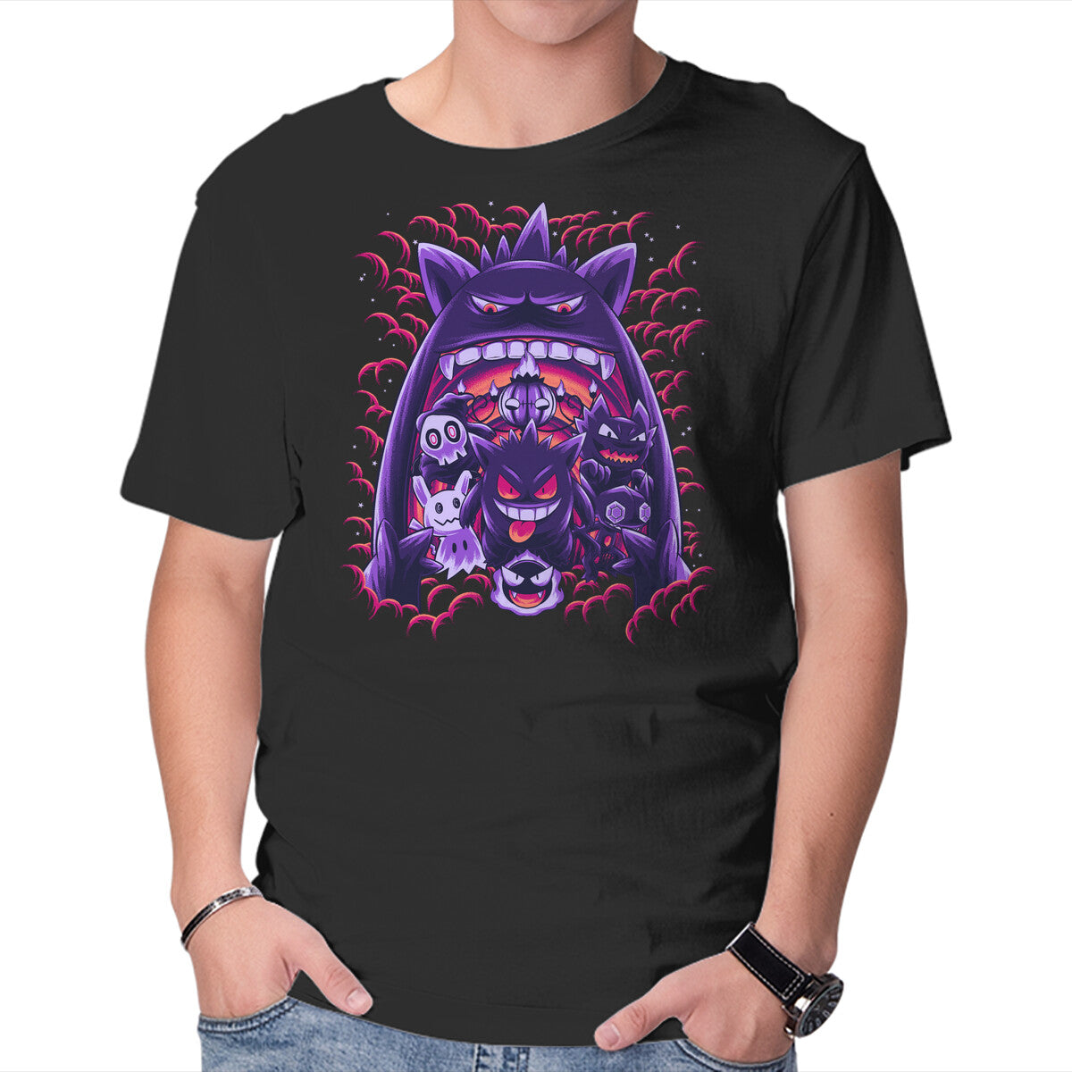 Ghost Type Club – Anime Graphic T-Shirt in black, product display
