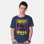 Model wearing navy CatVision – Cat Graphic T-Shirt