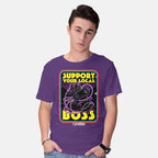 Model wearing purple CatVision – Cat Graphic T-Shirt