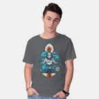 Model wearing charcoal Gyokko – Anime Graphic T-Shirt