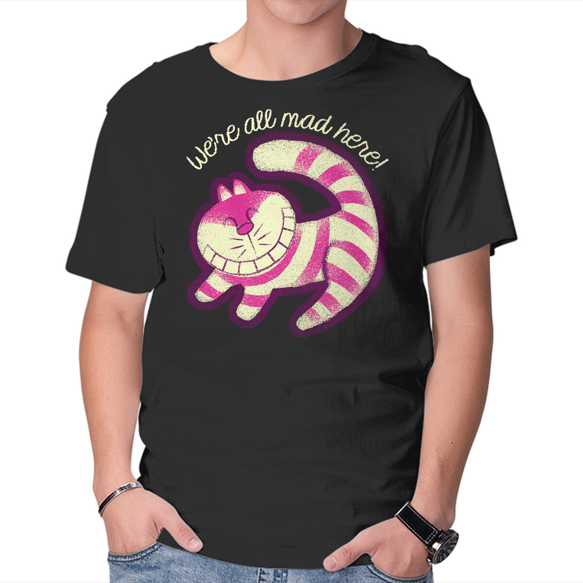 All Mad Here – Fantasy Graphic T-Shirt in black, product display