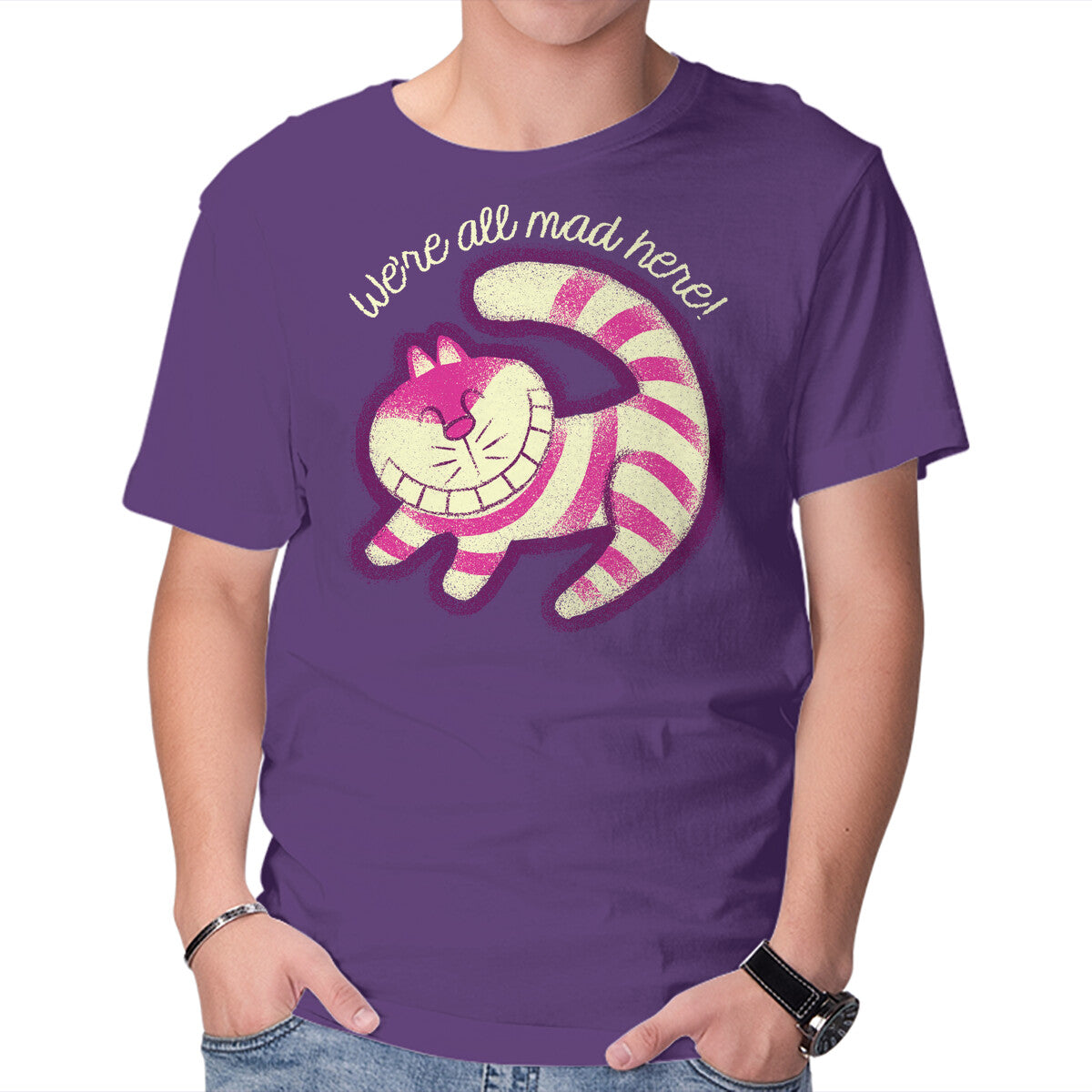 All Mad Here – Fantasy Graphic T-Shirt in purple, product display