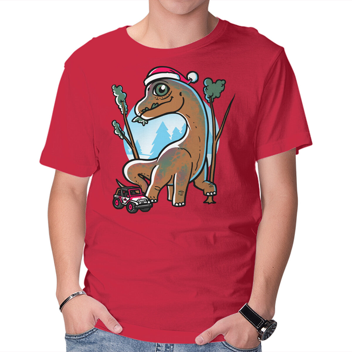 Jurassic Herbivore – Movie Graphic T-Shirt in red, product display