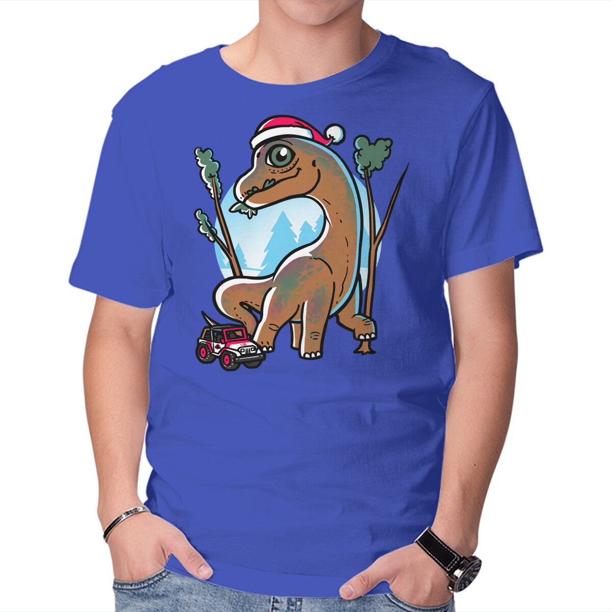 Jurassic Herbivore – Movie Graphic T-Shirt in royal blue, product display