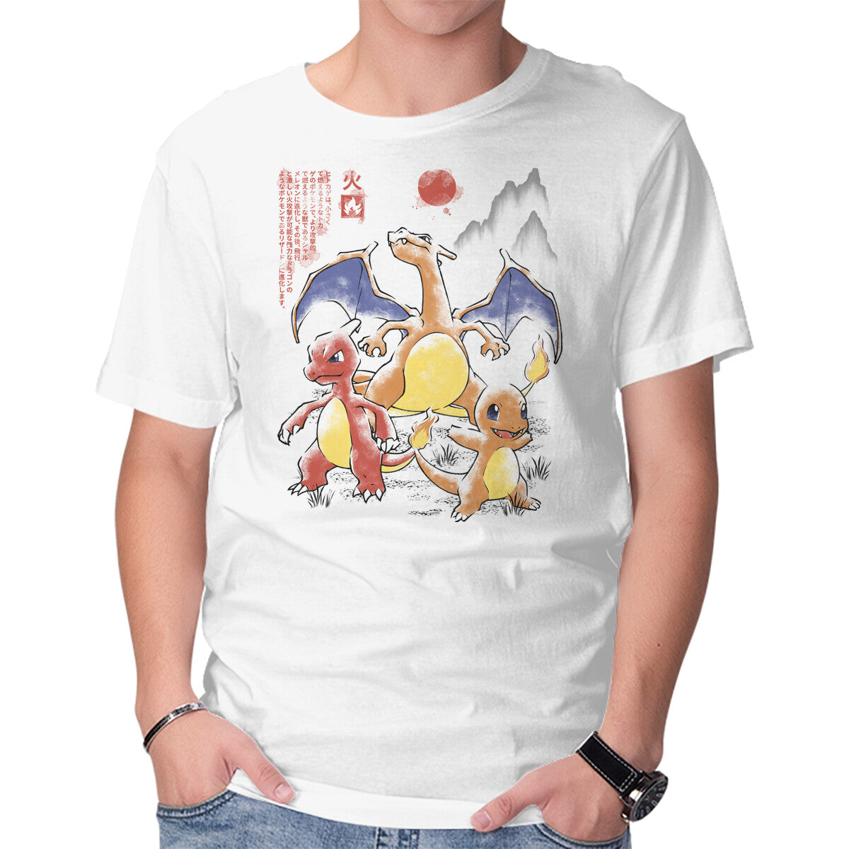 1st Gen Fire Evo Sumi-E – Anime Graphic T-Shirt in white, product display