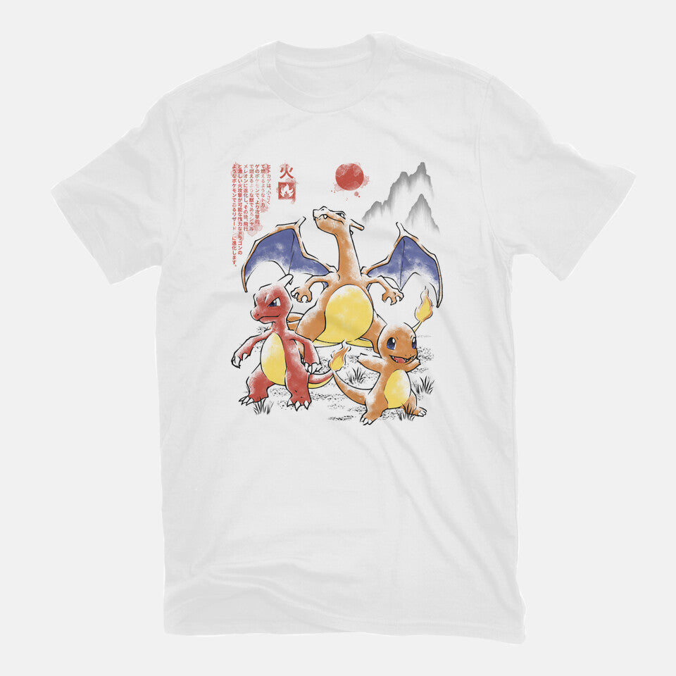 1st Gen Fire Evo Sumi-E – Anime Graphic T-Shirt in white, flat-lay product view