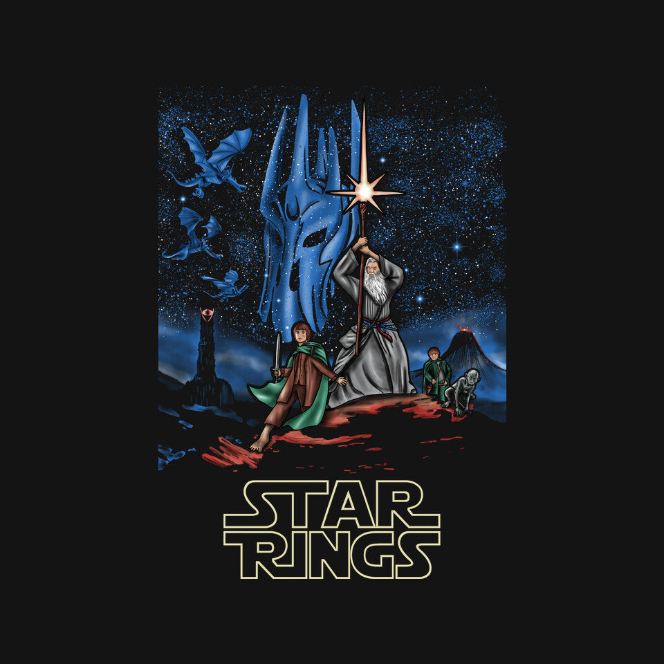 Star Rings – Fantasy Graphic T-Shirt design artwork for black graphic T-shirt