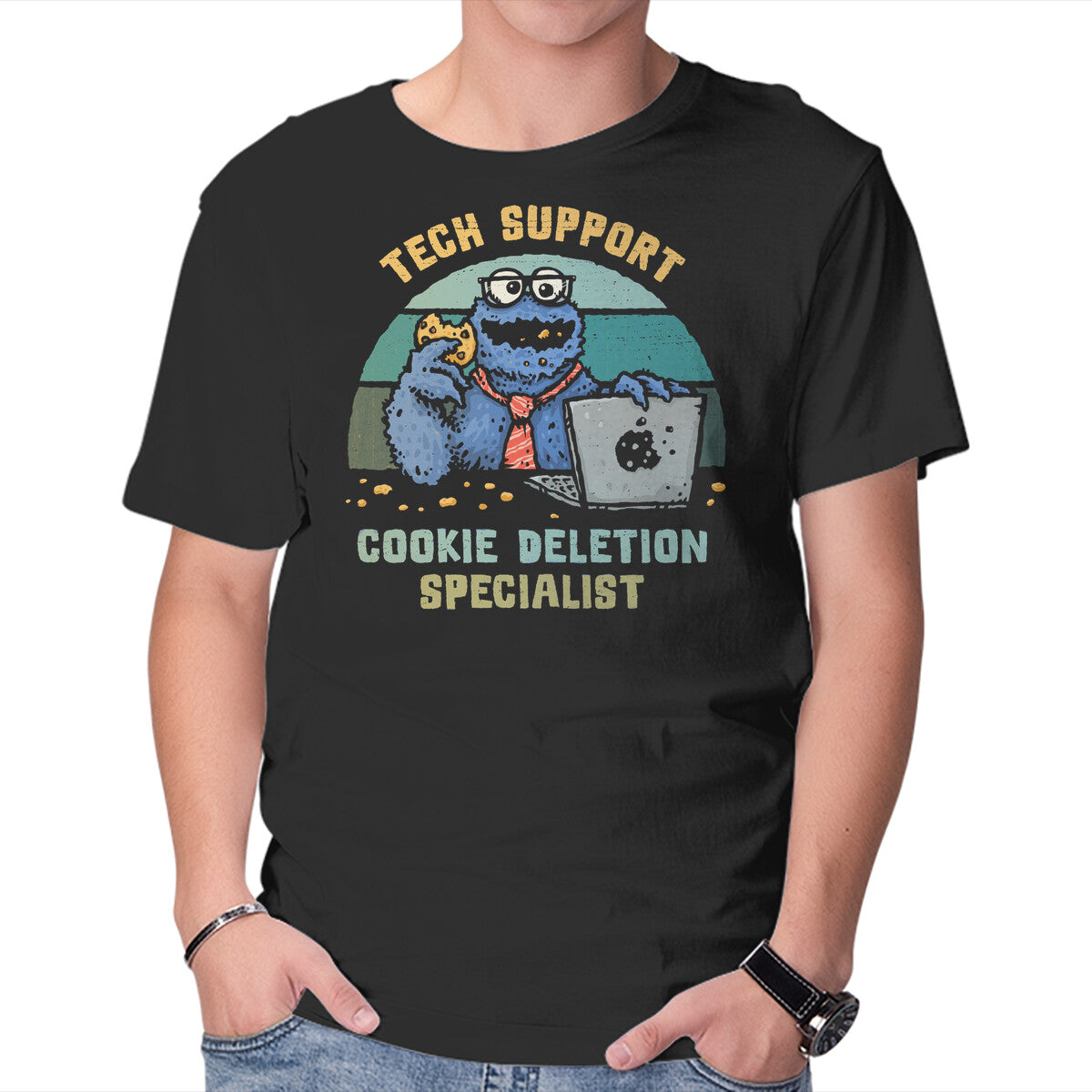 Cookie Deletion Specialist – Funny Graphic T-Shirt in black, product display