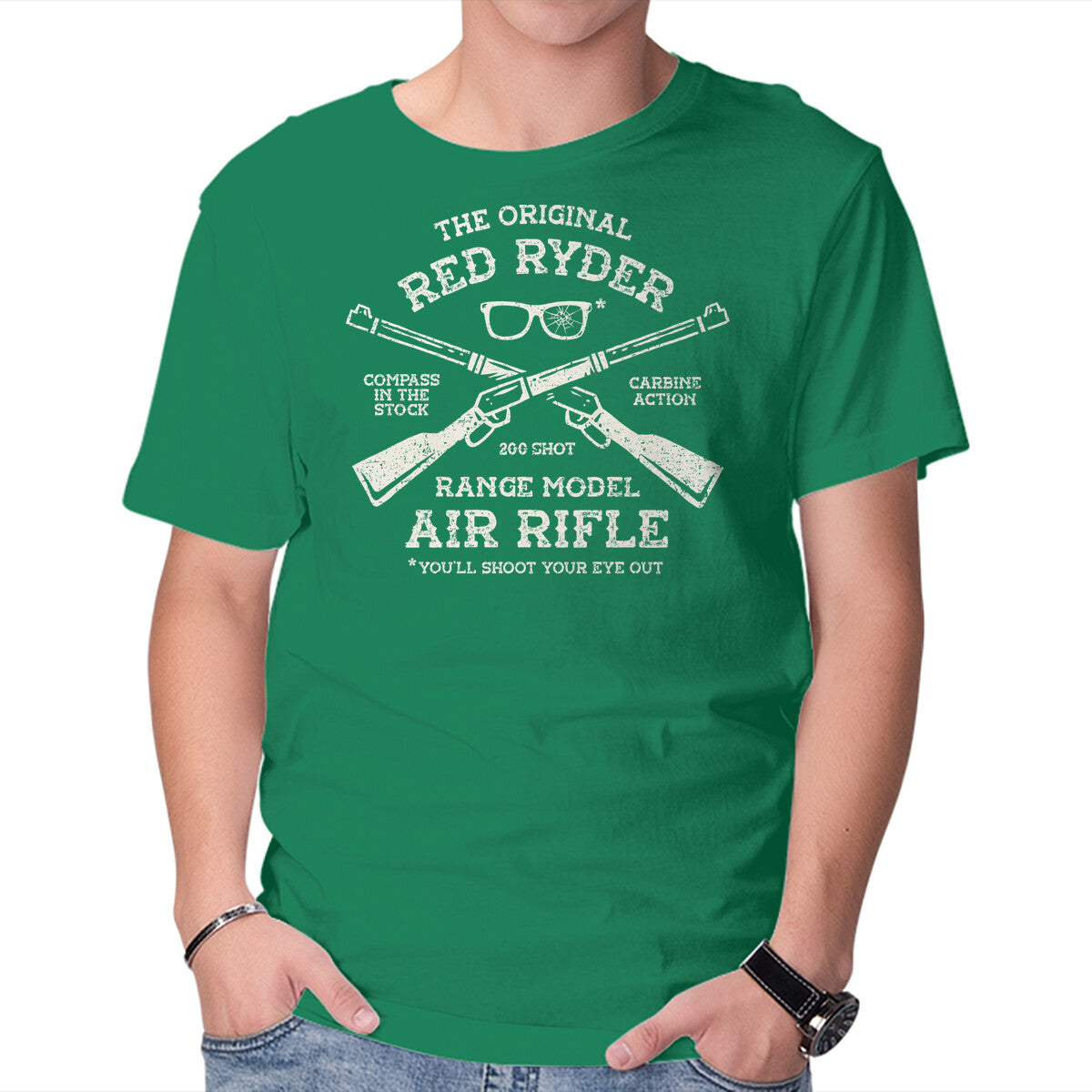 Red Ryder Air Rifle – Movie Graphic T-Shirt in green, product display