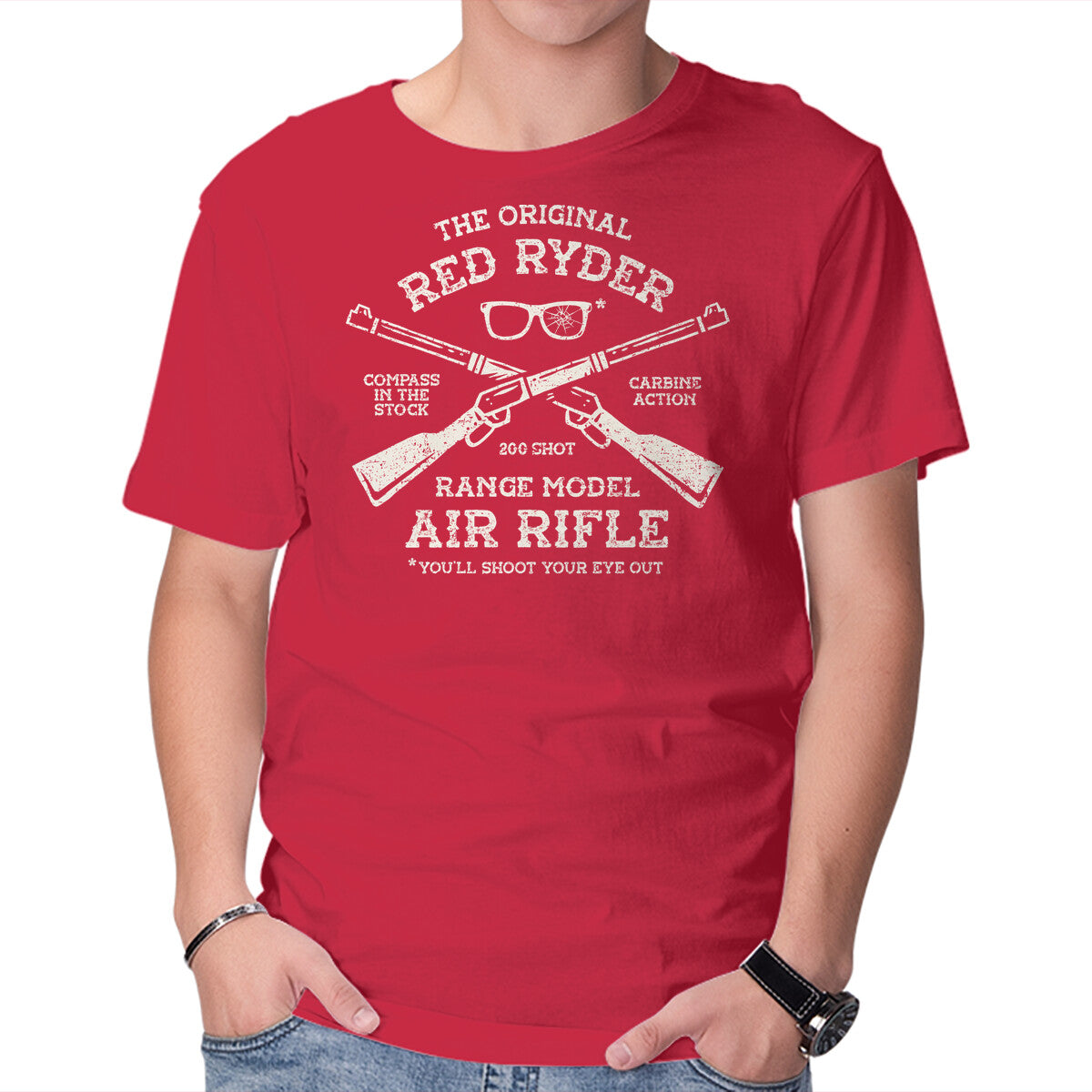 Red Ryder Air Rifle – Movie Graphic T-Shirt in red, product display