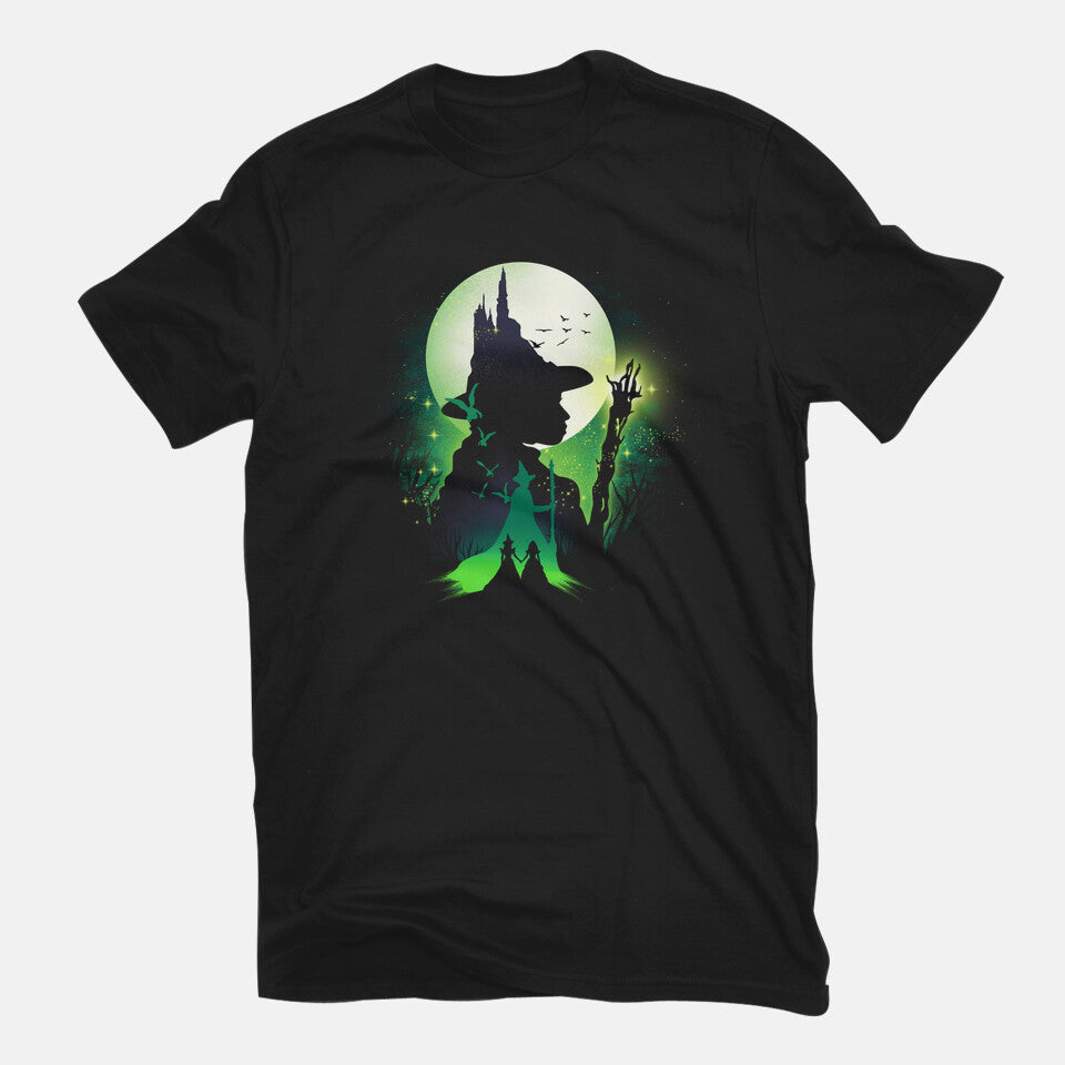 Defying Gravity – Fantasy Graphic T-Shirt in black, flat-lay product view