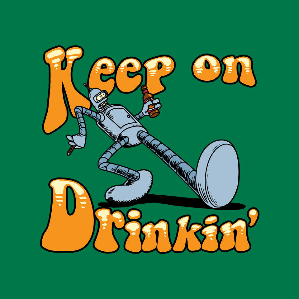 Keep On Drinkin – Sci-Fi Graphic T-Shirt design artwork for green graphic T-shirt
