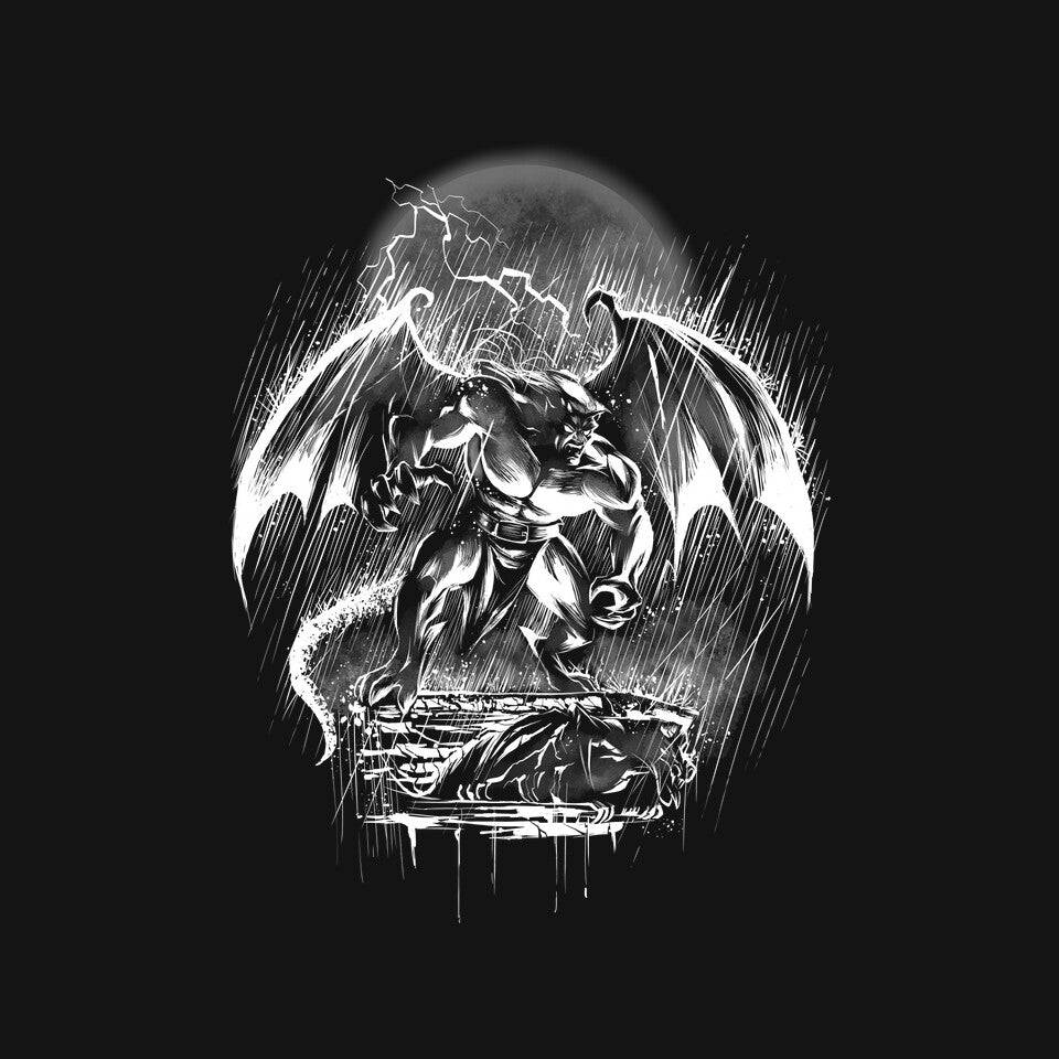 Gargoyle City – Sci-Fi Graphic T-Shirt design artwork for black graphic T-shirt