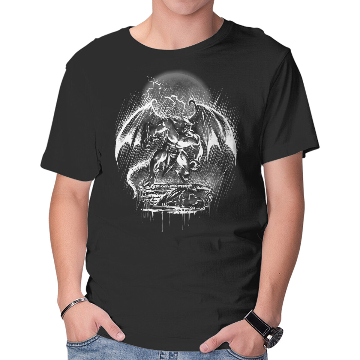 Gargoyle City – Sci-Fi Graphic T-Shirt in black, product display
