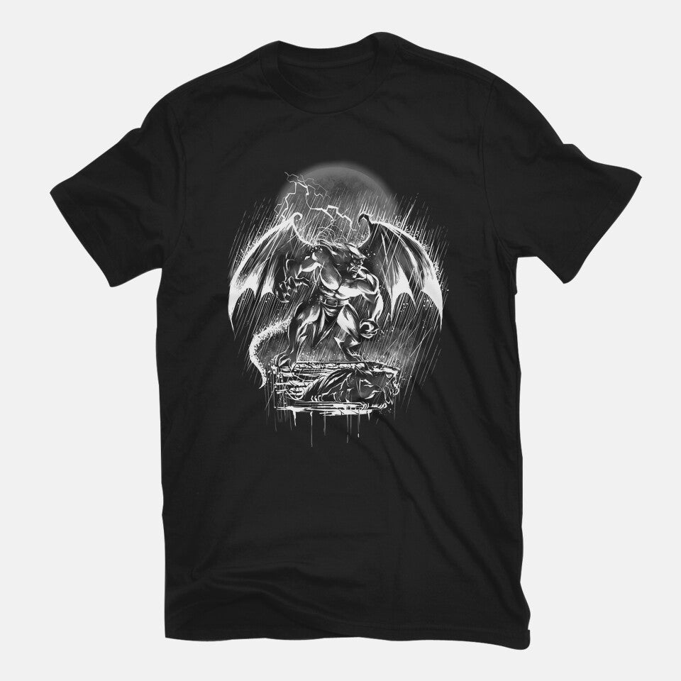 Gargoyle City – Sci-Fi Graphic T-Shirt in black, flat-lay product view