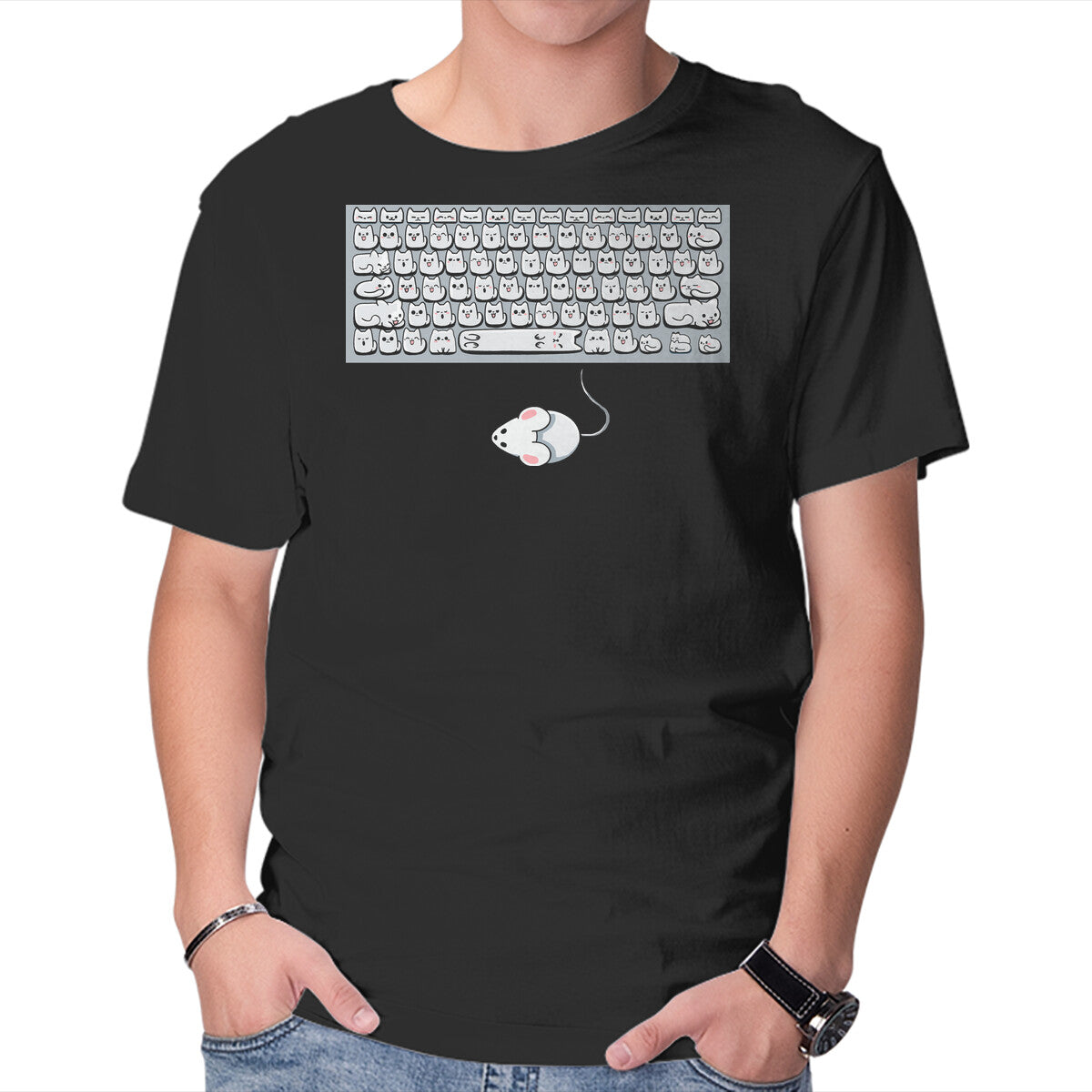 KittensBoard – Animal Graphic T-Shirt in black, product display