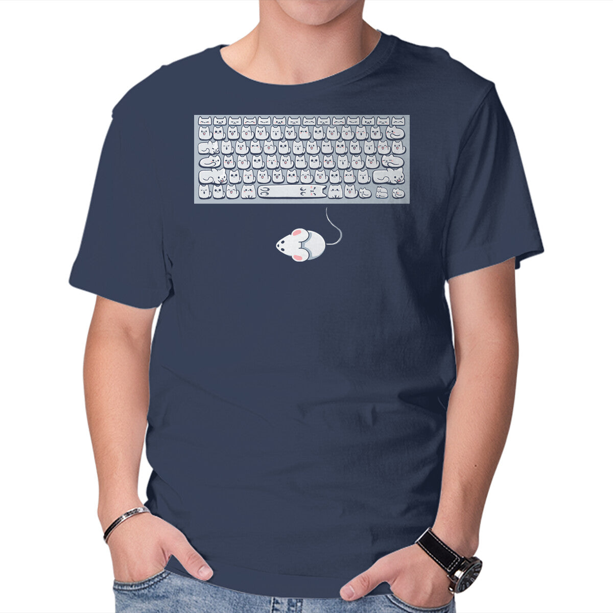 KittensBoard – Animal Graphic T-Shirt in navy, product display